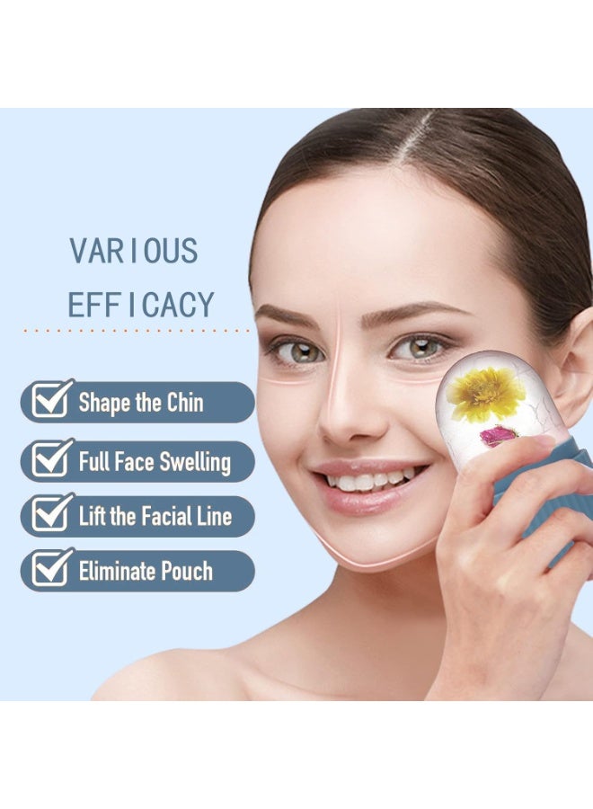 Ice Face Roller, Reusable Silicone Mold Face Massage Eye Facial Beauty Skin Care Tools Apply Ice for Shrink Pores Anti Wrinkle Reduce Puffiness Improve Skin Elasticity, Striped, - Image 3